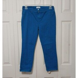 Lila Ryan Women's Midrise Straight Leg Jeans Rolled Cuff Bright Blue Size 12